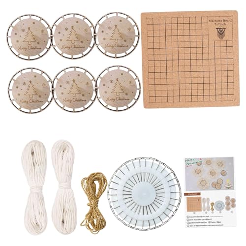 Baoblaze DIY Bastelset Holzscheiben mit Seilholzstücken für Weihnachten Dekor Ornamente Hochzeitsdekorationen Boho Decor Coasters Home Decor, Set E von Baoblaze