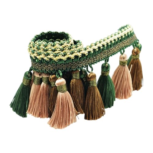 Baoblaze Fransenborte,Polyester Fransenkette Polyester Quaste,Quasten Spitzenbesatz für Kostümhandwerk,Nähen,Heimdekor, GrÜn von Baoblaze