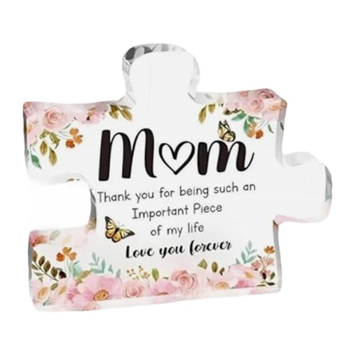 Baoblaze Muttertagsdeko, Acrylblock-Puzzle-Plakette, Schreibtisch-Ornament für Nachttische, 9,9 x 8,6 x 1,1 cm, mit herzlicher Botschaft, transparent von Baoblaze