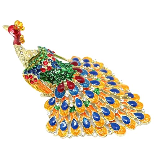Baoblaze Pfauen-Schmuckkästchen, emaillierte Schmuckschatulle, Halsketten-Aufbewahrung, Tierfigur, Shop, dekorative Schmuckschatulle, Andenken-Geschenkbox, Gold von Baoblaze