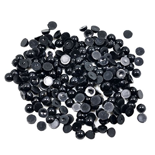 Baoblaze Rückseite Halbrunde Perlen, Schwarze Perlen mit Flacher Rückseite, Black Half Pearl Beads Flat, Rückseite Perlen Flatback für DIY Handwerk Hochzeit Kleid Nail Art Bateln, 6mm 200pcs von Baoblaze