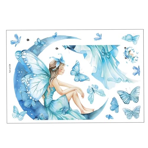 Baoblaze Wandaufkleber mit Schmetterlingsfee, Wandtattoo, Schmetterling und Mond, Wandaufkleber für Spielzimmer, Mädchen, Frauen, Zimmerdekoration Baoblaze Wandaufkleber mit Schmetterlingsfee, Wandtattoo, Schmetterling und Mond, Wandaufkleber für Spielzimmer, Mädchen, Frauen, Zimmerdekoration von Baoblaze