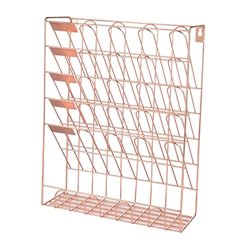 Baoblaze Wandhalterung Schreibtisch Organizer mit Fächern, Mesh Eisen Supplies Zubehör, Zeitschriften Notizblöcke Aufbewahrungsset für Frauen, Roségold von Baoblaze