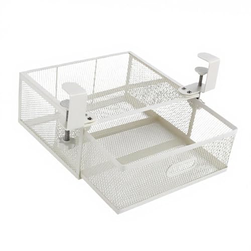 Baoblaze aus Netzstoff zum Aufhängen unter dem Schreibtisch, Regal, Aktenhalter, große Kapazität, für Ordnung, unsichtbar, einfache, Weiß von Baoblaze