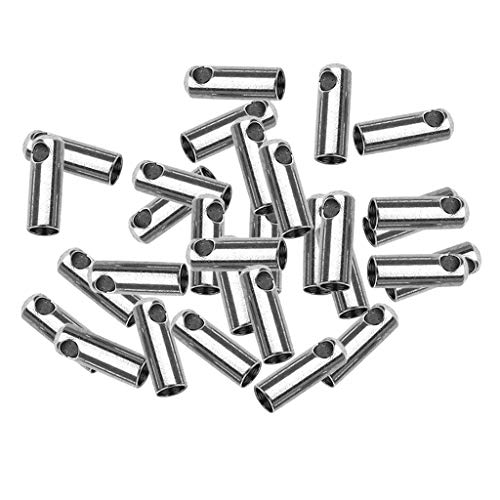 non-brand Baoblaze 30x Lederband Endkappen Schmuck Spangen Connectors DIY Craft, Silber, 1 mm von Baoblaze