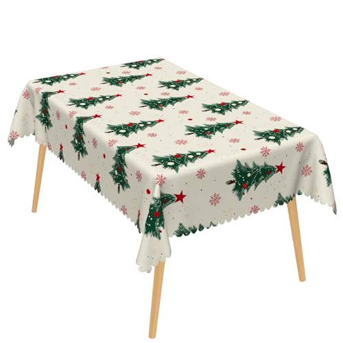 Baocicco Merry Christmas-Tischdecke, rechteckig, Motiv: Weihnachtsbäume, rote Schneeflocke, rechteckig, wasserdicht, Polyester, schmutzabweisend, für Winter, Zuhause, Party, Küche, Esstisch Baocicco Merry Christmas-Tischdecke, rechteckig, Motiv: Weihnachtsbäume, rote Schneeflocke, rechteckig, wasserdicht, Polyester, schmutzabweisend, für Winter, Zuhause, Party, Küche, Esstisch von Baocicco