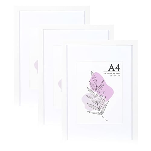 Baoee Bilderrahmen A4, Weiß, stabiles MDF-Holz Rahmen,3er Set Posterrahmen,bruchsicheres Acrylglas,zum Aufhängen,für Fotos, Bilder & Poster Baoee Bilderrahmen A4, Weiß, stabiles MDF-Holz Rahmen,3er Set Posterrahmen,bruchsicheres Acrylglas,zum Aufhängen,für Fotos, Bilder & Poster von Baoee