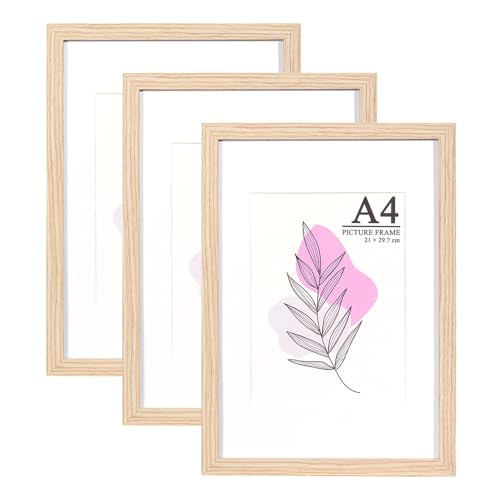 Baoee Bilderrahmen A4 Eiche 3er Set, 21x29.7cm mit Passepartout 15x20cm, Bilderrahmen Din A4 Holz mit Acrylglas,Posterrahmen, Urkundenrahmen, freistehend und zur Wandmontage Baoee Bilderrahmen A4 Eiche 3er Set, 21x29.7cm mit Passepartout 15x20cm, Bilderrahmen Din A4 Holz mit Acrylglas,Posterrahmen, Urkundenrahmen, freistehend und zur Wandmontage von Baoee