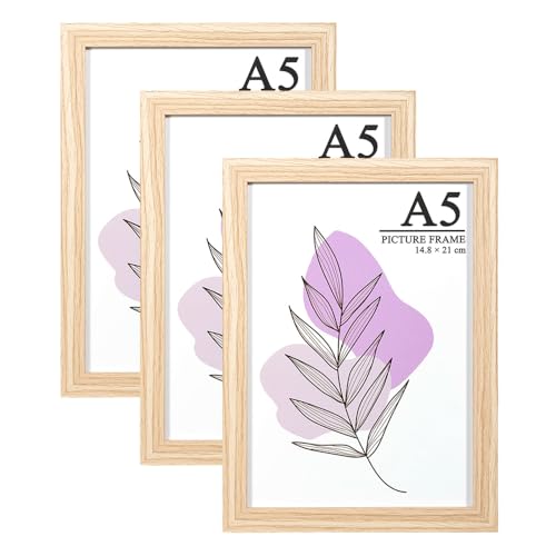 Baoee Bilderrahmen A5 Eiche, stabiles MDF-Holz Rahmen,3er Set Posterrahmen,bruchsicheres Acrylglas zum Aufhängen für Fotos Bilder & Poster Baoee Bilderrahmen A5 Eiche, stabiles MDF-Holz Rahmen,3er Set Posterrahmen,bruchsicheres Acrylglas zum Aufhängen für Fotos Bilder & Poster von Baoee