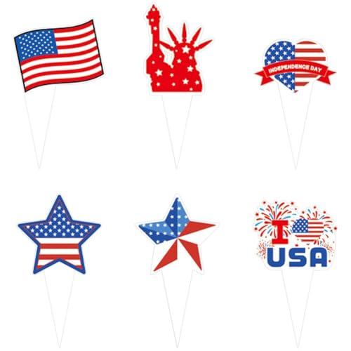 Baokuan 6 Stück Kuchendekoration Zum Amerikanischen Unabhängigkeitstag, Amerikanische Flagge, Cupcake-Dekorationen, Desserts, Dekorative Einsätze Für Usa-Mottoparty-zubehör, 4. Juli-Dekorationen Baokuan 6 Stück Kuchendekoration Zum Amerikanischen Unabhängigkeitstag, Amerikanische Flagge, Cupcake-Dekorationen, Desserts, Dekorative Einsätze Für Usa-Mottoparty-zubehör, 4. Juli-Dekorationen von Baokuan