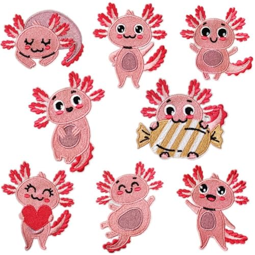 Baokuan 8 Stück Niedliche Axolotl-aufnäher Zum Aufbügeln, Lustiges Tier, Kawaii-Salamander, Zum Aufnähen, Bestickte Applikation, Reparatur, Stickerei, Aufnäher, DIY-bastelzubehör Für Kleidung, Jacke, Baokuan 8 Stück Niedliche Axolotl-aufnäher Zum Aufbügeln, Lustiges Tier, Kawaii-Salamander, Zum Aufnähen, Bestickte Applikation, Reparatur, Stickerei, Aufnäher, DIY-bastelzubehör Für Kleidung, Jacke, von Baokuan