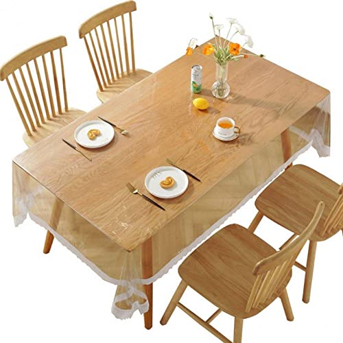 PVC Transparente Tischdecke, Tischschutzschützer Küchentischabdeckung, Weißer Spitzenkristall Klarer PVC -tischdecke 1,5 Mm 150 X 305 cm von Baokuan
