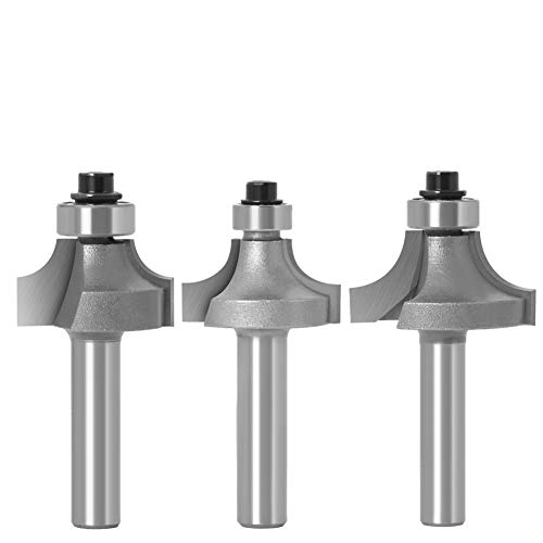 Baorder 3 Stück Rund über Router Bits Abrundfräser Standard Fräser Set mit 8mm Schaft für die Holzbearbeitung von Baorder