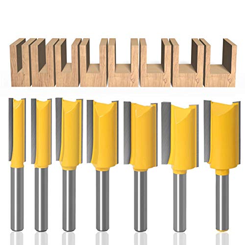 Baorder 7 Stück 1/4 Zoll Schaft Gerade Fräser Set,Holzbearbeitung Wolframcarbid Fräsfräser-Bits Doppelflöten Nutfräser von Baorder