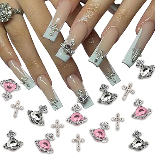 25 Stück Planet Nail Art Charms Weiß Rosa 3D Kreuz Nail Art Zubehör Saturn Form Strass Design Nagel Edelstein Glänzender Nagelschmuck Acryl Nagel Zubehör für Frauen Nagel Dekoration 25 Stück Planet Nail Art Charms Weiß Rosa 3D Kreuz Nail Art Zubehör Saturn Form Strass Design Nagel Edelstein Glänzender Nagelschmuck Acryl Nagel Zubehör für Frauen Nagel Dekoration von Baoximong