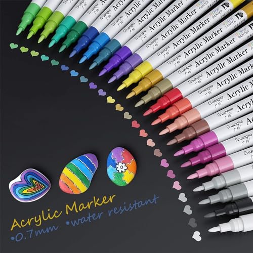 Baozun Acrylstifte Marker Stifte, Acrylfarben stifte für Schwarzes Papier, Fotoalbum, Steine, Holz, Gästebuch, Scrapbooking, Hand Lettering (24 Farben) Baozun Acrylstifte Marker Stifte, Acrylfarben stifte für Schwarzes Papier, Fotoalbum, Steine, Holz, Gästebuch, Scrapbooking, Hand Lettering (24 Farben) von Baozun