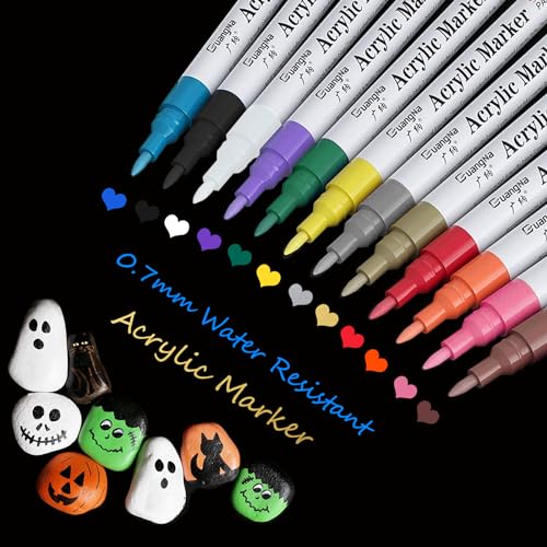 Baozun Acrylstifte Marker Stifte, Acrylfarben stifte für Schwarzes Papier, Fotoalbum, Steine, Holz, Gästebuch, Scrapbooking, Hand Lettering (12 Farben) Baozun Acrylstifte Marker Stifte, Acrylfarben stifte für Schwarzes Papier, Fotoalbum, Steine, Holz, Gästebuch, Scrapbooking, Hand Lettering (12 Farben) von Baozun