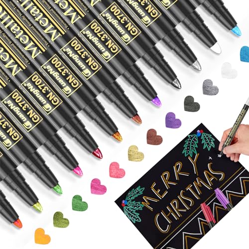 Baozun Metallic Stifte, 12 Farben Glitzerstifte Metallic Marker Pens Acrylstifte für Scrapbook Album, Gästebuch Hochzeit/Geburtstag, Fotoalbum Schwarze Seiten, Bastelsachen (12 Farben) Baozun Metallic Stifte, 12 Farben Glitzerstifte Metallic Marker Pens Acrylstifte für Scrapbook Album, Gästebuch Hochzeit/Geburtstag, Fotoalbum Schwarze Seiten, Bastelsachen (12 Farben) von Baozun