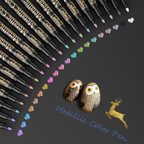 Baozun Metallic Stifte, 20 Farben Glitzerstifte Metallic Marker Pens Acrylstifte für Scrapbook Album, Gästebuch Hochzeit/Geburtstag, Fotoalbum Schwarze Seiten, Bastelsachen (20 Farben) Baozun Metallic Stifte, 20 Farben Glitzerstifte Metallic Marker Pens Acrylstifte für Scrapbook Album, Gästebuch Hochzeit/Geburtstag, Fotoalbum Schwarze Seiten, Bastelsachen (20 Farben) von Baozun