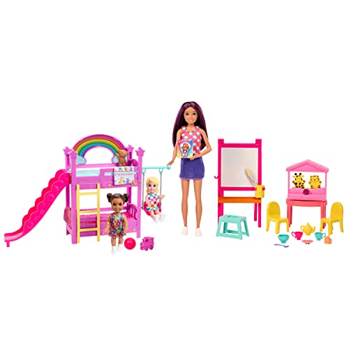 Barbie Skipper erste Jobs - Spielset mit 3 Puppen und 15+ Zubehörteilen für Babysitting-Geschichten, inklusive Staffelei mit Farbwechseleffekt, für Kinder ab 3 Jahren, HND18 von Barbie