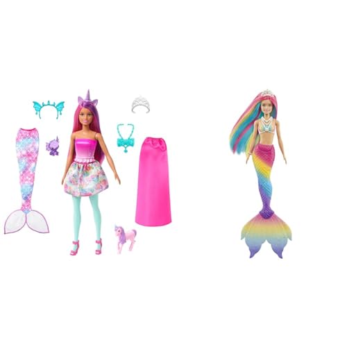 Barbie Dreamtopia Puppe Kleidung und Zubehör für Looks 18+ & Dreamtopia Rainbow Magic Mermaid, Meerjungfrau mit Regenbogenhaaren Barbie Dreamtopia Puppe Kleidung und Zubehör für Looks 18+ & Dreamtopia Rainbow Magic Mermaid, Meerjungfrau mit Regenbogenhaaren von Barbie