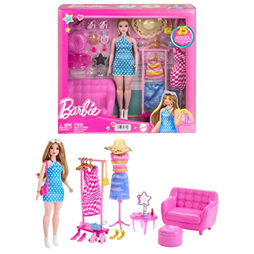 Barbie - Fashion-Set mit Puppe und Kleiderschrank-Set mit Kleidung, Zubehör und Lounge-Möbeln, langanhaltender Styling-Spaß, für Kinder ab 3 Jahren, HPL78 Barbie - Fashion-Set mit Puppe und Kleiderschrank-Set mit Kleidung, Zubehör und Lounge-Möbeln, langanhaltender Styling-Spaß, für Kinder ab 3 Jahren, HPL78 von Barbie