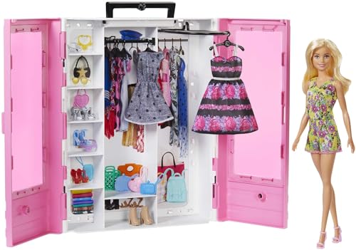Barbie Kleiderschrank, Ultimate Closet Puppe, zum Organisieren Zubehör Kleidung und Accessoires, inkl. Kleiderbügel, Spielzeug ab 3 Jahre, GBK12 von Barbie