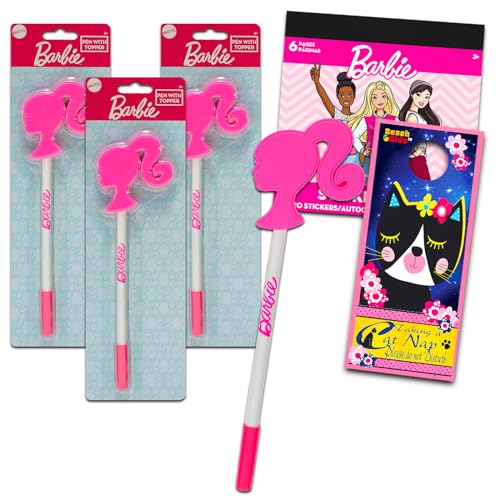 Barbie Schulbedarf - 3er Set Kugelschreiber für Kinder und Erwachsene - Offiziell Lizenziert - Inklusive Aufkleber und Katzen-Türaufhänger - Barbie Stifte für Schule, Büro und Party Barbie Schulbedarf - 3er Set Kugelschreiber für Kinder und Erwachsene - Offiziell Lizenziert - Inklusive Aufkleber und Katzen-Türaufhänger - Barbie Stifte für Schule, Büro und Party von Barbie