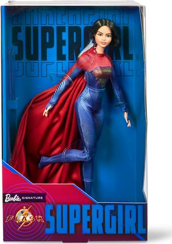 Barbie Supergirl Puppe, Sammlerpuppe aus dem Flash Movie Wearing Red and Blue Anzug mit Umhang, Puppenständer enthalten Barbie Supergirl Puppe, Sammlerpuppe aus dem Flash Movie Wearing Red and Blue Anzug mit Umhang, Puppenständer enthalten von Barbie