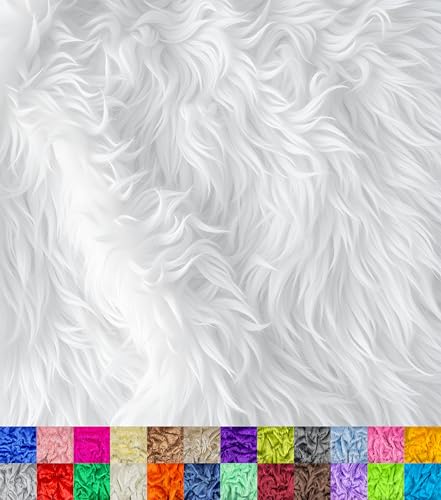 Barcelonetta Kunstfell, ca. 91,4 x 152,4 cm, Meterware, Pelzstoff für DIY-Projekte, Bastelbedarf, Kostüm, Dekoration, Polster, Plüsch, Pelzmaterial (weiß) von Barcelonetta