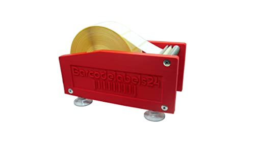 Etikettenspender manuell bis 60mm Rollenbreite, Kunststoff, Tisch Etikettenspender, Etikettenabroller (Rot) von Barcodelabels24