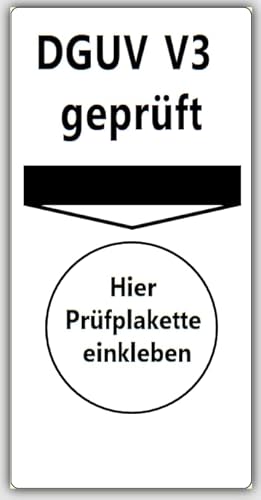 Grundplakette, Prüfetiketten, DGUV V3 Prüfplaketten, 68x34mm, PE-Folie weiß, selbstklebend, Grundetikett Prüfplaketten (100 Etiketten/Rolle) von Barcodelabels24