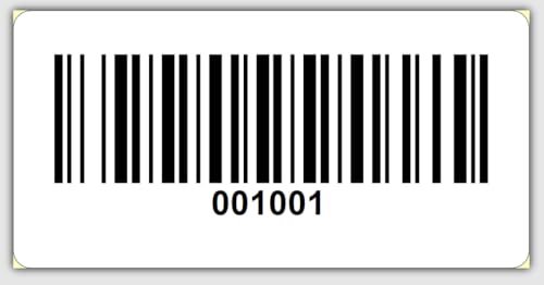 Universal Etiketten Archivierungsetiketten 30x15mm Code 128B 1000Etiketten/Rolle 4 bis 6 Stellig (PE-Folie Weiß, 001001-002000) von Barcodelabels24
