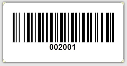Universal Etiketten Archivierungsetiketten 30x15mm Code 128B 1000Etiketten/Rolle 4 bis 6 Stellig (PE-Folie Weiß, 002001-003000) von Barcodelabels24