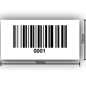 Universal Etiketten Archivierungsetiketten Barcodeetiketten 45x35mm fertig bedruckt 4 bis 13 Stellig 1000Etiketten/Rolle von Barcodelabels24