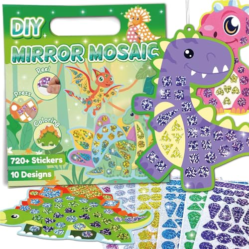 Barlone 10 Stück Dino Mosaik Bastelset Klebebilder für Kinder, DIY Selbstklebend Sticky mit Bunte Laseraufkleber Mosaics Bastelset Mosaik Sticker Glänzend Geschenke für mädchen Kinder ab 3+ Jahre Barlone 10 Stück Dino Mosaik Bastelset Klebebilder für Kinder, DIY Selbstklebend Sticky mit Bunte Laseraufkleber Mosaics Bastelset Mosaik Sticker Glänzend Geschenke für mädchen Kinder ab 3+ Jahre von Barlone