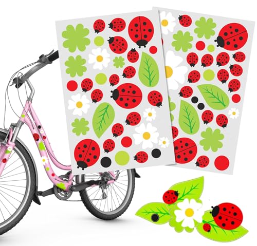 Barlone 2 Blätter Marienkäfer Aufkleber Fahrrad Sticker, Kofferaufkleber, Autoaufkleber Blumen, Fahrradaufkleber für Fahrrad, Laptop, Auto Motorrad, Handy Notizbuch Barlone 2 Blätter Marienkäfer Aufkleber Fahrrad Sticker, Kofferaufkleber, Autoaufkleber Blumen, Fahrradaufkleber für Fahrrad, Laptop, Auto Motorrad, Handy Notizbuch von Barlone