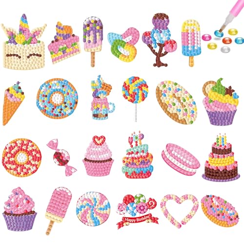 Barlone 24 Stück Diamond Painting Sticker, 5D Diamond Painting Kinder ab 4 5 6, DIY Einhorn Geburtstag Kuchen Diamant Aufkleber Set Klebebilder für Kinder Junge Mädchen Erwachsene Anfänger Barlone 24 Stück Diamond Painting Sticker, 5D Diamond Painting Kinder ab 4 5 6, DIY Einhorn Geburtstag Kuchen Diamant Aufkleber Set Klebebilder für Kinder Junge Mädchen Erwachsene Anfänger von Barlone