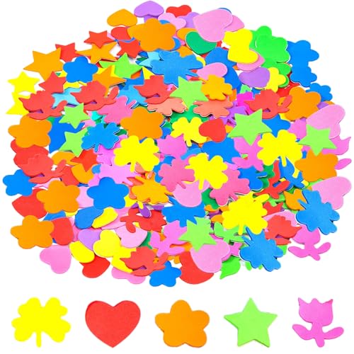 Barlone 300 Stück Aufkleber Kinder Moosgummi Sticker, 5 Muster Bunte Sterne, Herz, Rose, Vierblättriges Kleeblatt, Blumen Aufkleber für Kinder/Wand Dekoration/Basteln/Fertigkeit Dekoration Barlone 300 Stück Aufkleber Kinder Moosgummi Sticker, 5 Muster Bunte Sterne, Herz, Rose, Vierblättriges Kleeblatt, Blumen Aufkleber für Kinder/Wand Dekoration/Basteln/Fertigkeit Dekoration von Barlone