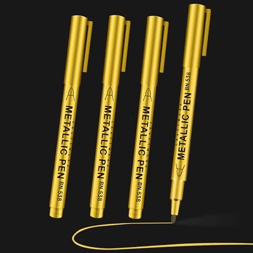 Barlone 4 Stück Gold Acrylfarbstifte Set, 2mm Spitze Permanent Marker Gold, Wasserfest Lackstift Acrylfarben Stifte Steine Bemalen Stifte für Holz Leinwand Keramik Metall Papier Glas Kunststoff Barlone 4 Stück Gold Acrylfarbstifte Set, 2mm Spitze Permanent Marker Gold, Wasserfest Lackstift Acrylfarben Stifte Steine Bemalen Stifte für Holz Leinwand Keramik Metall Papier Glas Kunststoff von Barlone