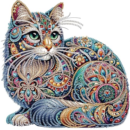 Barlone 5D Diamond Painting Katze 30x30cm, Premium DIY Diamant Malerei Set für Erwachsene & Kinder, Mosaik Kunsthandwerk, Haus Dekoration Geschenk von Barlone