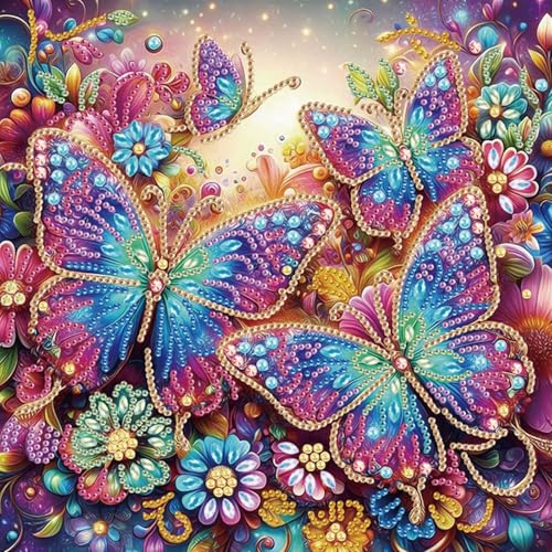 Barlone 5D Diamond Painting Set Schmetterlinge, Premium Diamond Painting Kits für Erwachsene & Kinder, Mosaikherstellung Kunsthandwerk Diamant Malerei, Ideal für DIY Kunst, für Haus Dekoration 30x30cm von Barlone