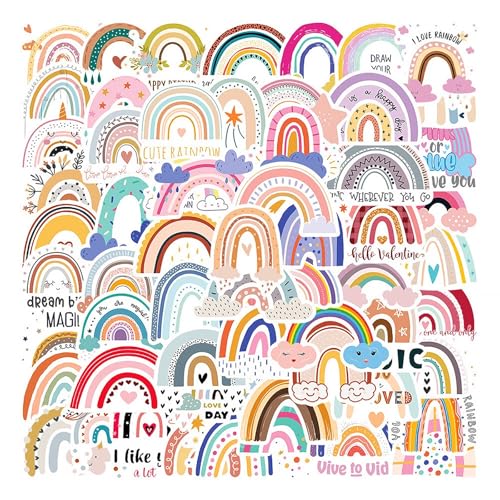 Barlone 60 Stück Regenbogen Sticker, Wasserfest Vinyl Cartoon Regenbogen Aufkleber, Boho ästhetische Aufkleber Dekor für Wasserflaschen Gepäck Skateboard Scrapbook Reisekoffer Barlone 60 Stück Regenbogen Sticker, Wasserfest Vinyl Cartoon Regenbogen Aufkleber, Boho ästhetische Aufkleber Dekor für Wasserflaschen Gepäck Skateboard Scrapbook Reisekoffer von Barlone