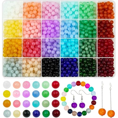 Barlone 600 Stück Glasperlen zum Auffädeln, 8mm Bunte Perlen Set, Perlen für Armbänder Selber Machen, Perlenset für Armbänder Halskette Ohrringen Schmuckherstellung DIY Basteln Barlone 600 Stück Glasperlen zum Auffädeln, 8mm Bunte Perlen Set, Perlen für Armbänder Selber Machen, Perlenset für Armbänder Halskette Ohrringen Schmuckherstellung DIY Basteln von Barlone