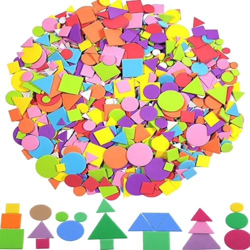 Barlone 750 Stück Moosgummi Sticker Kinder, Farben Selbstklebende Geometrie-Reihe Sticker, Schaumstoff Sticker Set zum Basteln für Kinder, Mini-Aufkleber, für Kunsthandwerk Sammelalben DIY Dekoration Barlone 750 Stück Moosgummi Sticker Kinder, Farben Selbstklebende Geometrie-Reihe Sticker, Schaumstoff Sticker Set zum Basteln für Kinder, Mini-Aufkleber, für Kunsthandwerk Sammelalben DIY Dekoration von Barlone