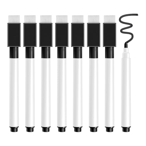 Barlone Whiteboard Stifte Abwischbar, 8 Stück Magnetisch Whiteboard Marker Schwarz, Folienstift Non Permanent, Abwischbare Stifte, Dry Erase Marker für Whiteboards Memoboard Flipchart Barlone Whiteboard Stifte Abwischbar, 8 Stück Magnetisch Whiteboard Marker Schwarz, Folienstift Non Permanent, Abwischbare Stifte, Dry Erase Marker für Whiteboards Memoboard Flipchart von Barlone