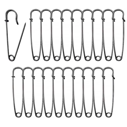 Barlone 90mm Sicherheitsnadeln Groß, 20 Stück Heavy Duty Sicherheitsnadel, Große Sicherheitsnadeln Schwarz für Kleidung, Quilten, Kunsthandwerk, Charms, Decken, Röcke, Schal, von Barlone