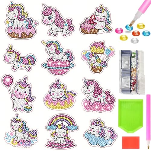 Barlone DIY Diamond Painting Sticker Set für Kinder ab 4 Jahre,12 Stück 5D Diamant Aufkleber Kit mit Einhorn Motiven,Sicherer Diamontpating Aufkleber Ohne Kleber Geeignet für Kindergeburtstagsgeschenk Barlone DIY Diamond Painting Sticker Set für Kinder ab 4 Jahre,12 Stück 5D Diamant Aufkleber Kit mit Einhorn Motiven,Sicherer Diamontpating Aufkleber Ohne Kleber Geeignet für Kindergeburtstagsgeschenk von Barlone