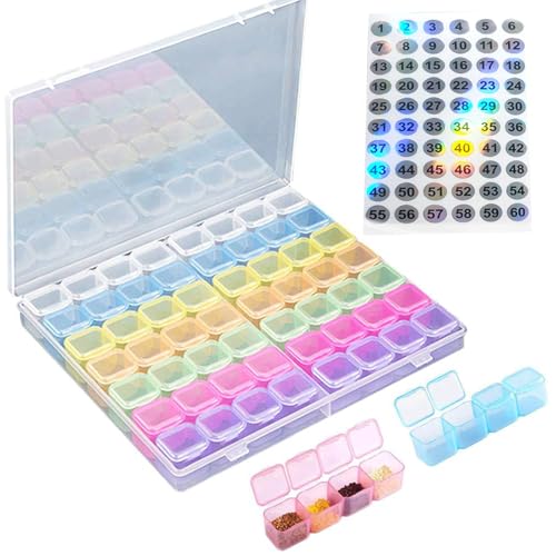 Barlone Diamond Painting Aufbewahrungsbox, 56 Raster Kunststoff Farbe Diamond Painting Zubehör Boxen, Diamond Painting Zubehör Etiketten, für Nagel Kunst Diamanten, Perlen und Anderes DIY Basteln Barlone Diamond Painting Aufbewahrungsbox, 56 Raster Kunststoff Farbe Diamond Painting Zubehör Boxen, Diamond Painting Zubehör Etiketten, für Nagel Kunst Diamanten, Perlen und Anderes DIY Basteln von Barlone