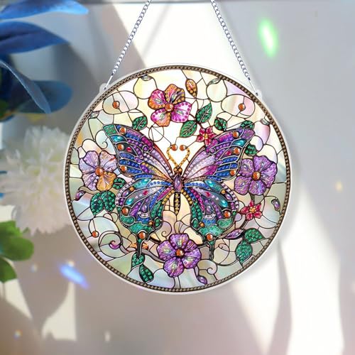 Barlone Diamond Painting Fensterbilder Beidseitig, 5D Diamond Painting Schmetterling, Fensterdeko Frühling Hängend mit Kette, Wandbehang Kits für Fenster Wand und Eingang Decor Barlone Diamond Painting Fensterbilder Beidseitig, 5D Diamond Painting Schmetterling, Fensterdeko Frühling Hängend mit Kette, Wandbehang Kits für Fenster Wand und Eingang Decor von Barlone